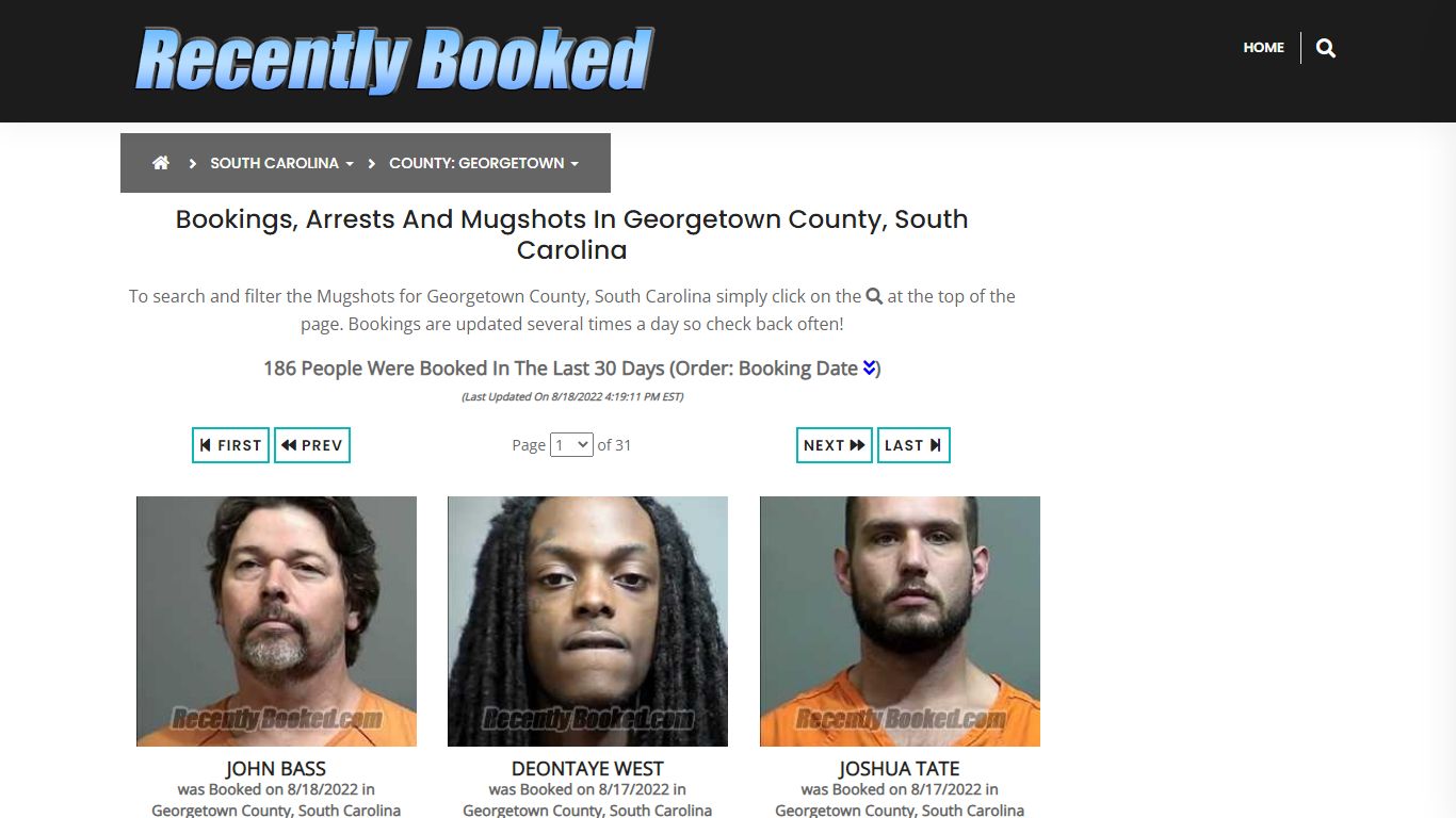 Recent bookings, Arrests, Mugshots in Georgetown County, South Carolina