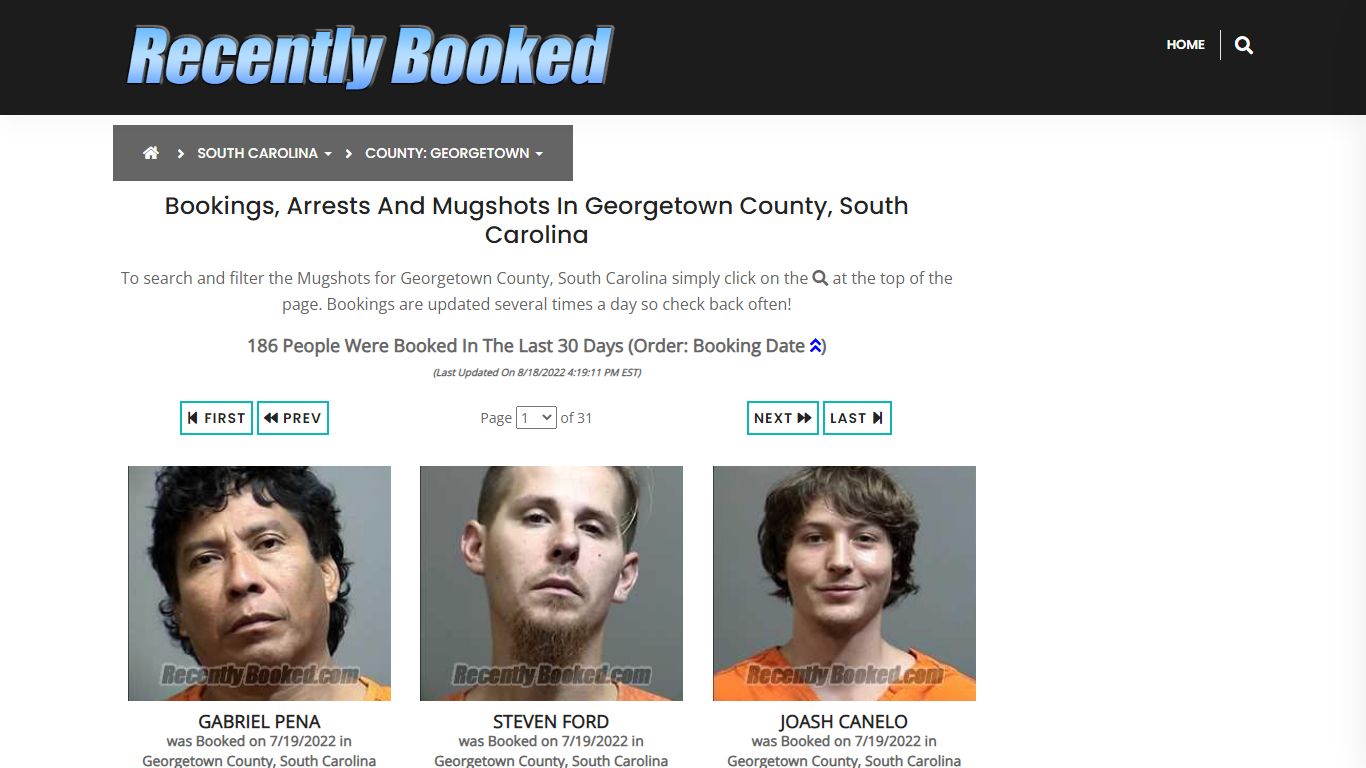 Bookings, Arrests and Mugshots in Georgetown County, South Carolina